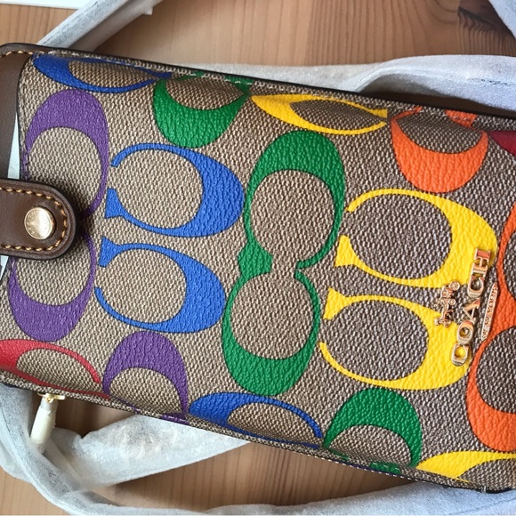 Coach Bags Coach Phone Crossbody In Rainbow Signature Canvas